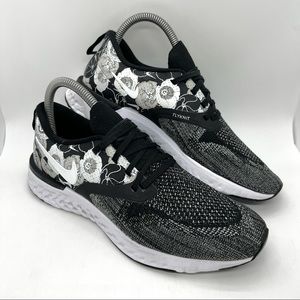 Nike Women’s Odyssey React 2 Flyknit FLR Running Shoe Sz 8 Floral Print Black.